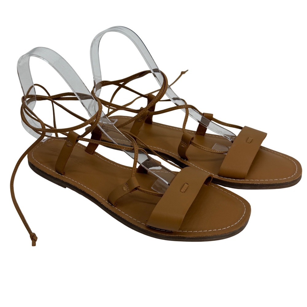 Madewell Brown Leather Lace‎ Up Gladiator Flat Sandals Womens 8.5